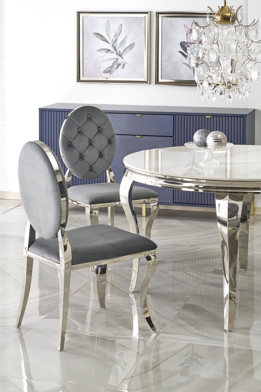 Krēsls Roy 48/52/96/46 cm pelēks/sudraba - N1 Home