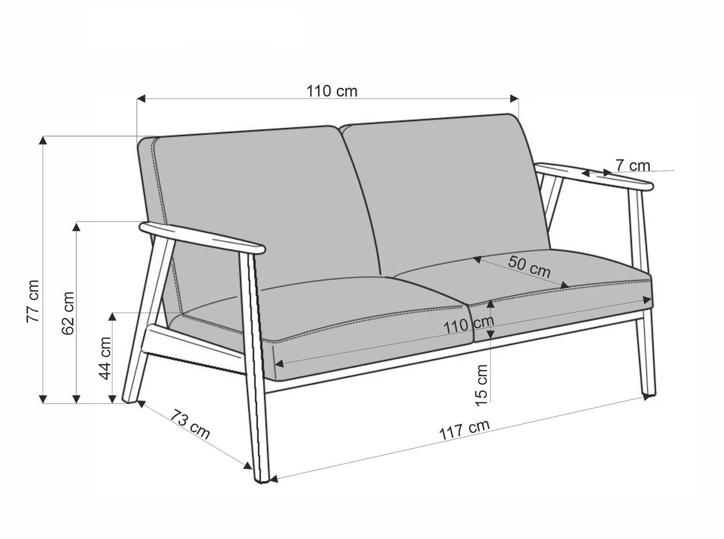 Dīvāns Milo 120/77/77/44 cm gaiši bēšs - N1 Home