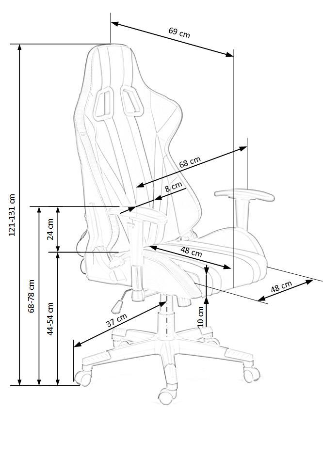 Krēsls Fact LED 68/69/121-131/44-54 cm pelēks/ daudzkrāsains