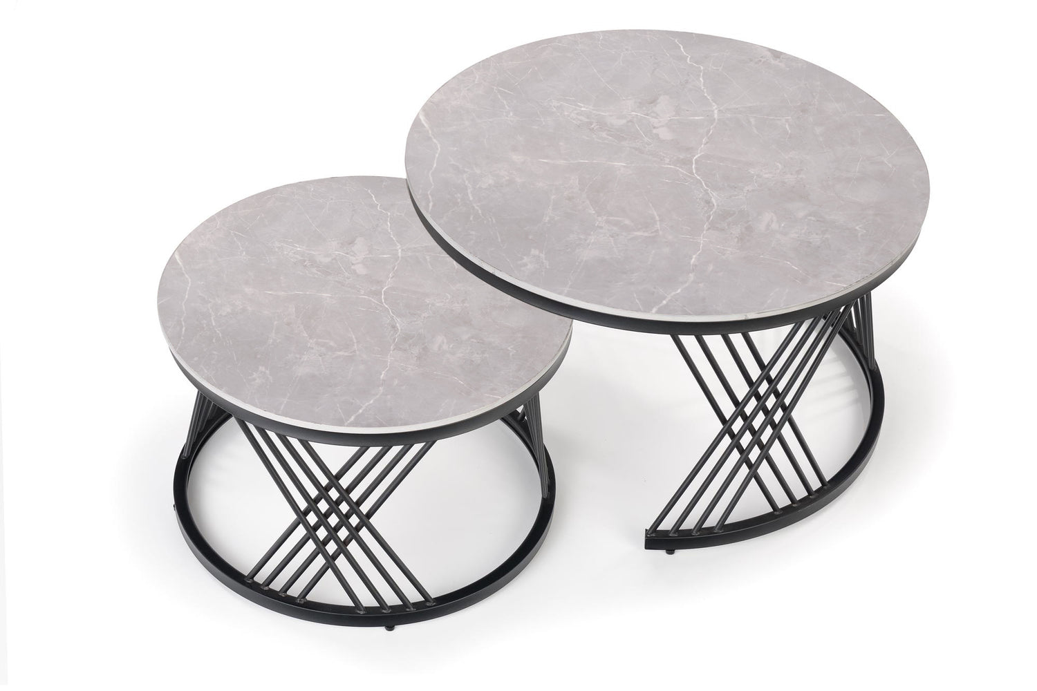 Kafijas galdiņš Flam 60/40; 80/46 cm pelēks marmors - N1 Home