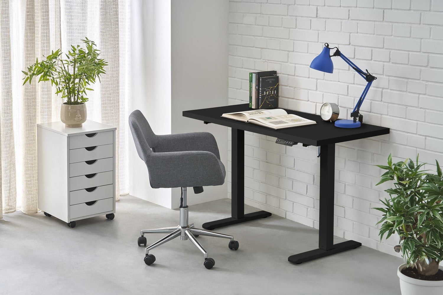 Biroja galds Juras 120/60/75-120 cm melns - N1 Home