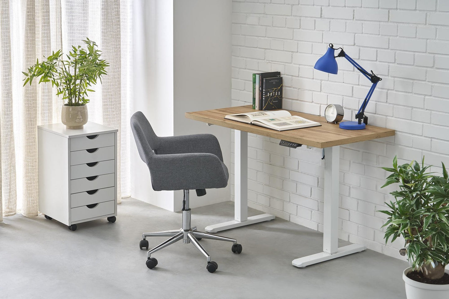 Biroja galds Juras 120/60/75-120 cm artizan ozols/balts - N1 Home