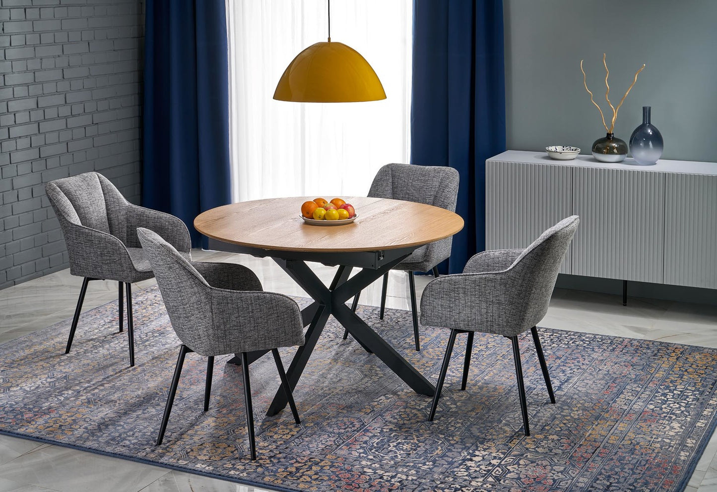 Galds Acos 120/120/75 cm dabīgs/ melns - N1 Home