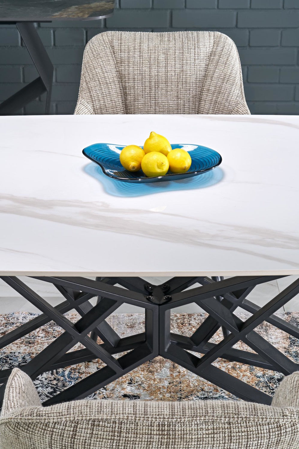 Galds Alfin 160/91/76 cm balts marmors/melns - N1 Home