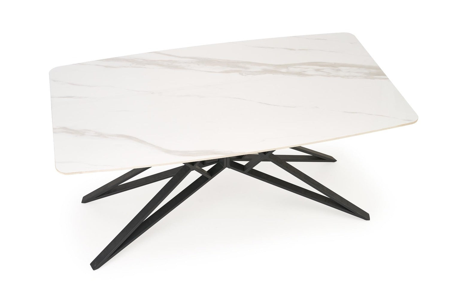 Galds Alfer 160-240/91/76 cm balts marmors/melns - N1 Home