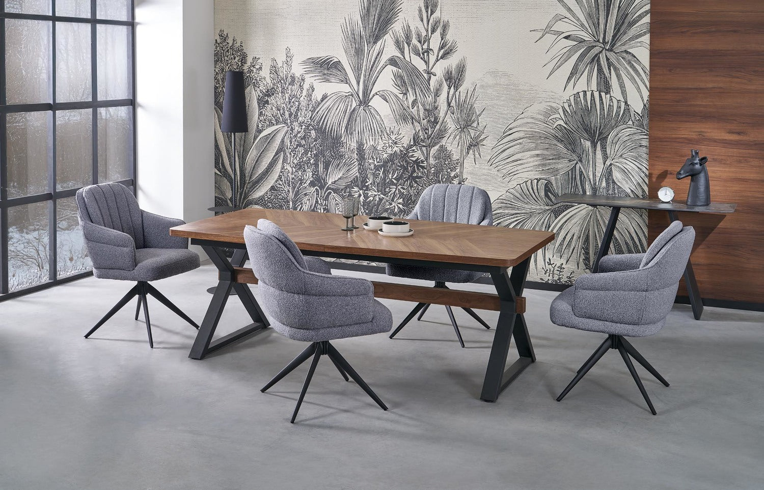 Galds Baros 200/100/75 cm rieksts/melns - N1 Home