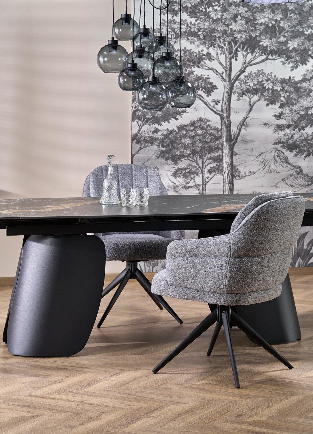 Galds Forus 180/90/76 cm melns marmors/melns - N1 Home