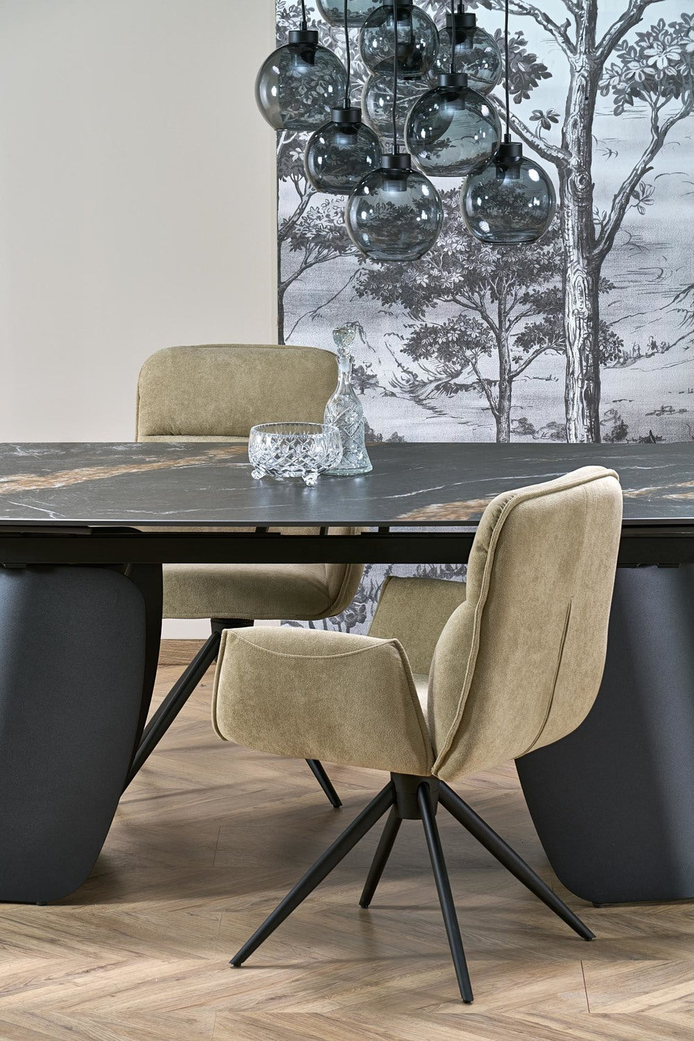 Galds Forus 180/90/76 cm melns marmors/melns - N1 Home