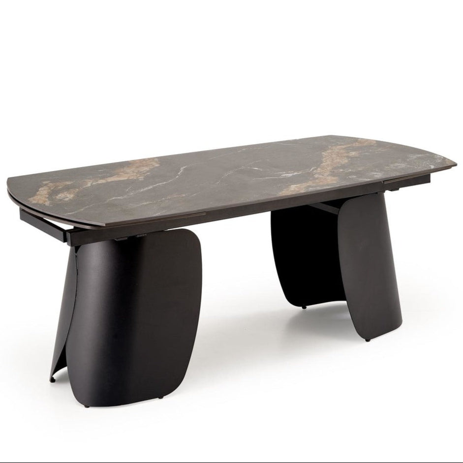 Galds Forus 180/90/76 cm melns marmors/melns - N1 Home