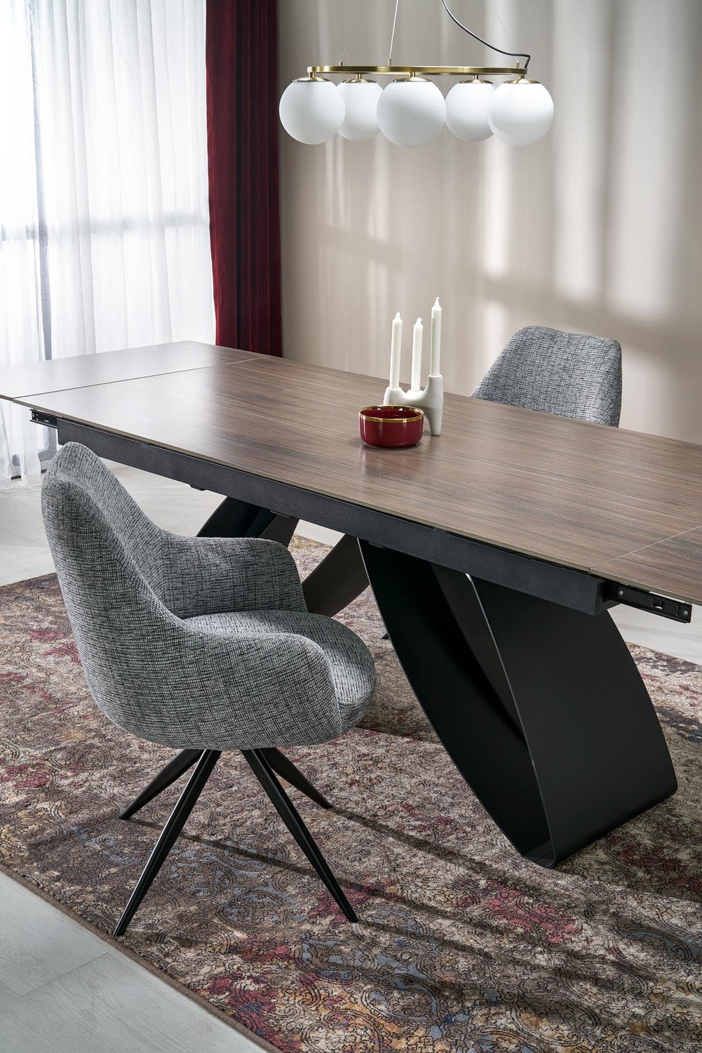 Galds Hila 180-260/90/75/125 cm rieksts/melns - N1 Home