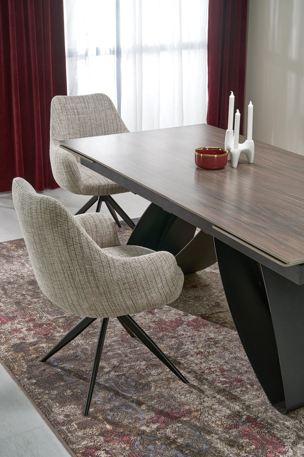 Galds Hila 180-260/90/75/125 cm rieksts/melns - N1 Home