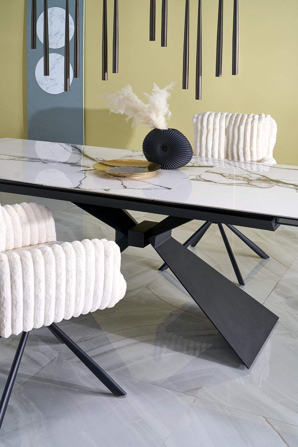 Galds Luciar 180/90/76 cm balts marmors/melns - N1 Home