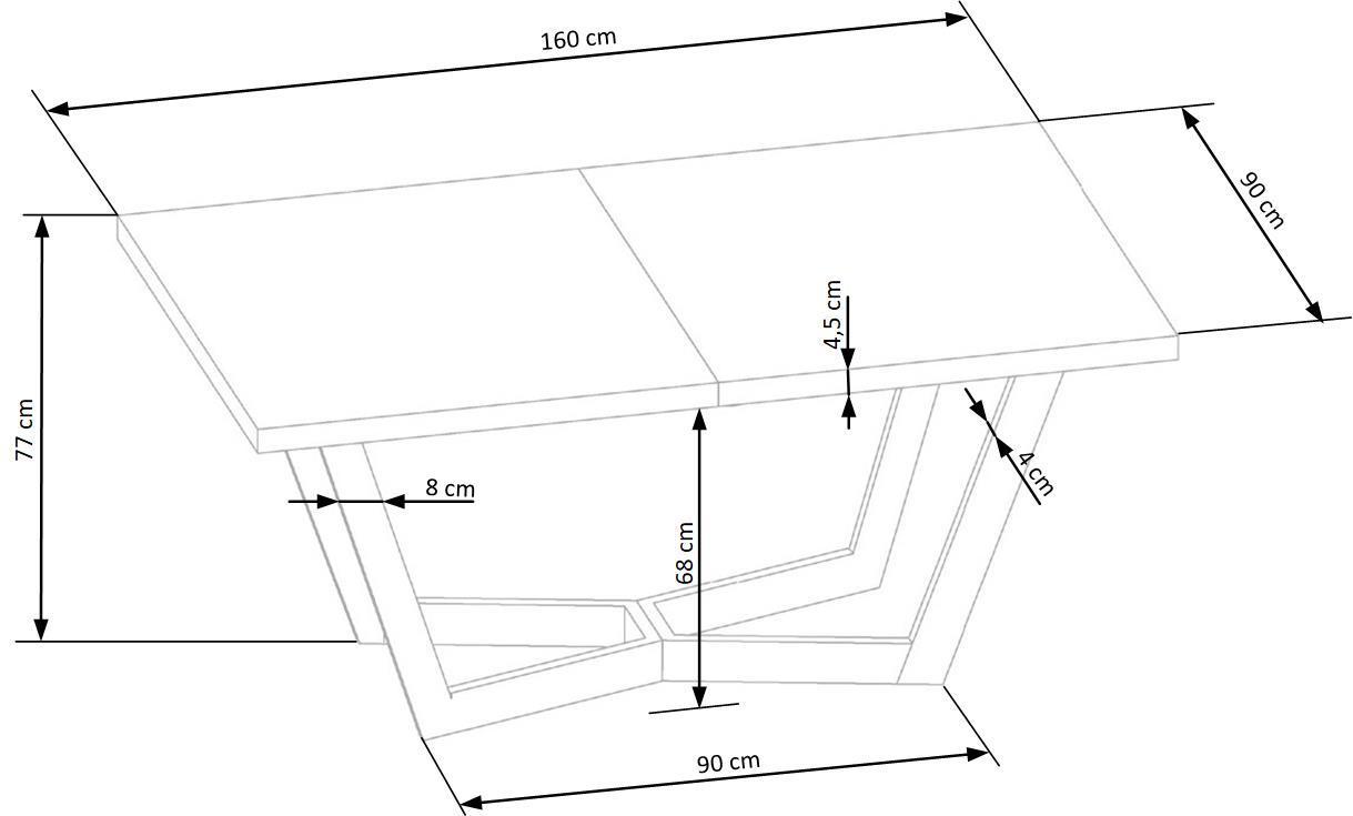 Galds Massi 2 160/90/77 cm ozols/melns - N1 Home