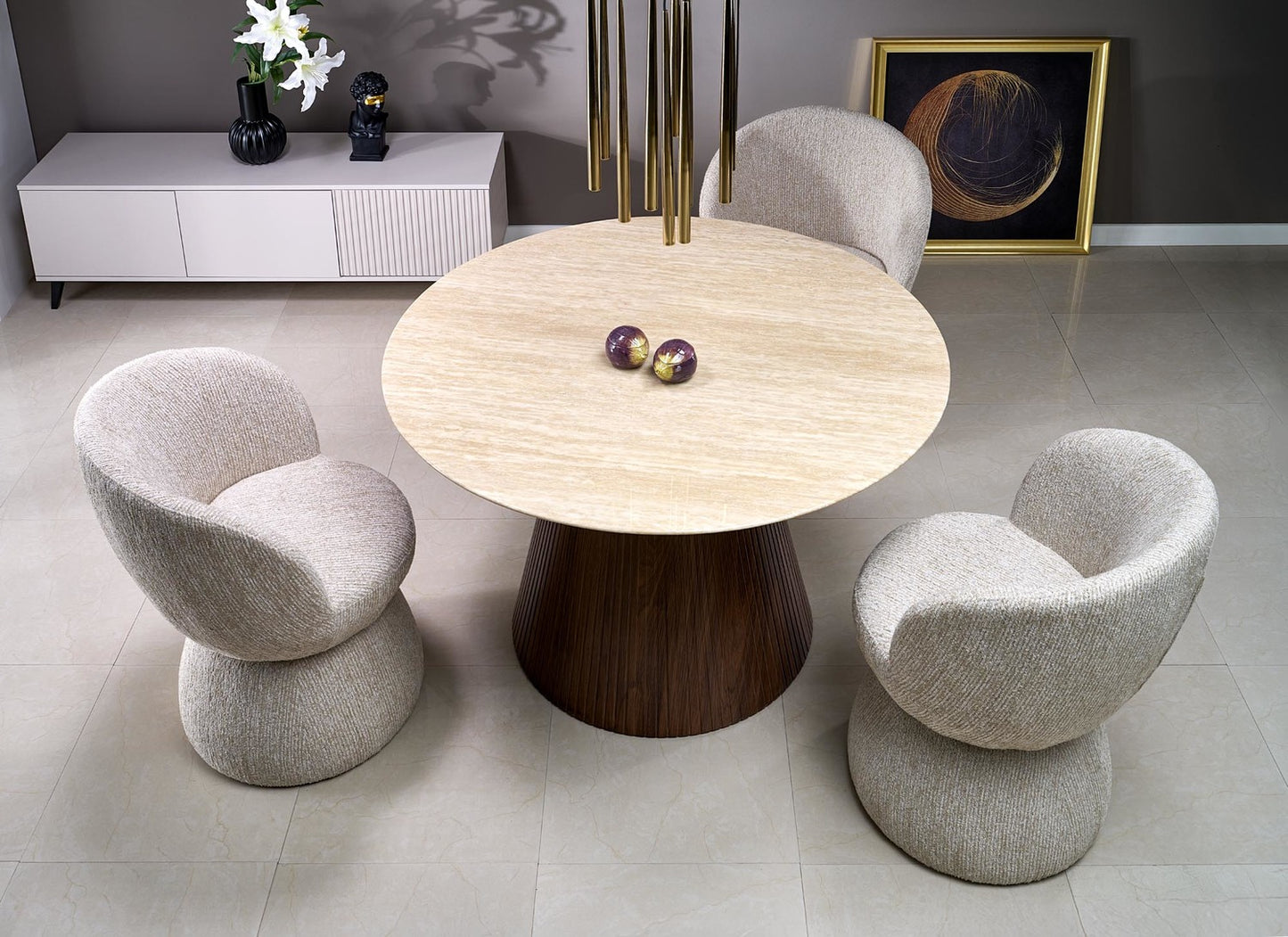 Galds Pires 120/76 cm  travertīns/valrieksts - N1 Home