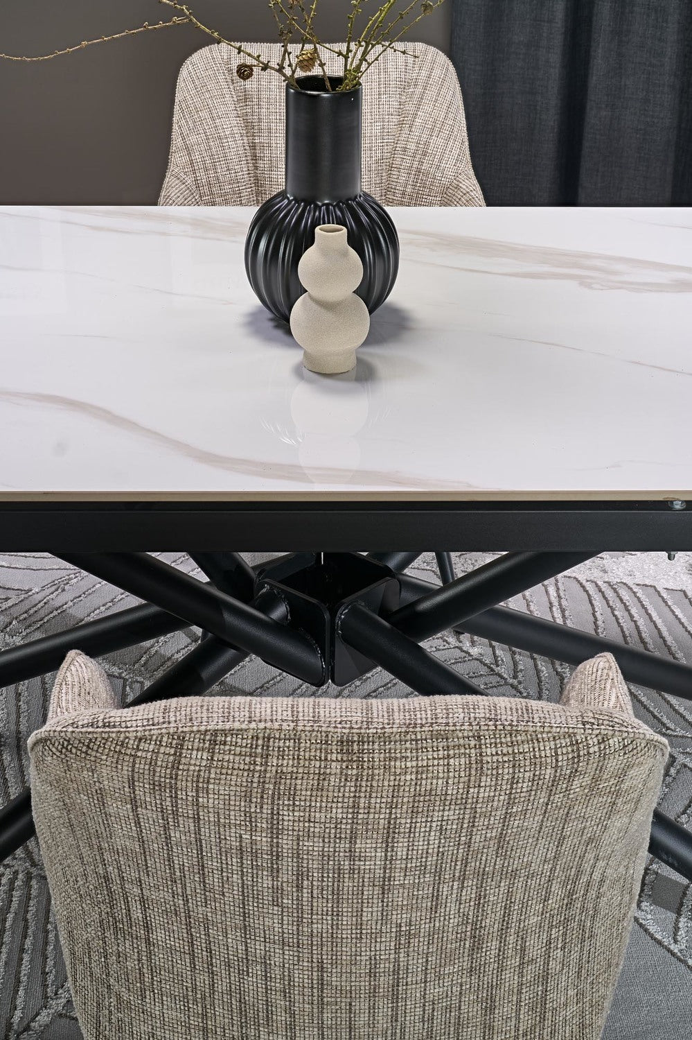 Galds Vitora 160/90/75 cm balts marmors/melns - N1 Home