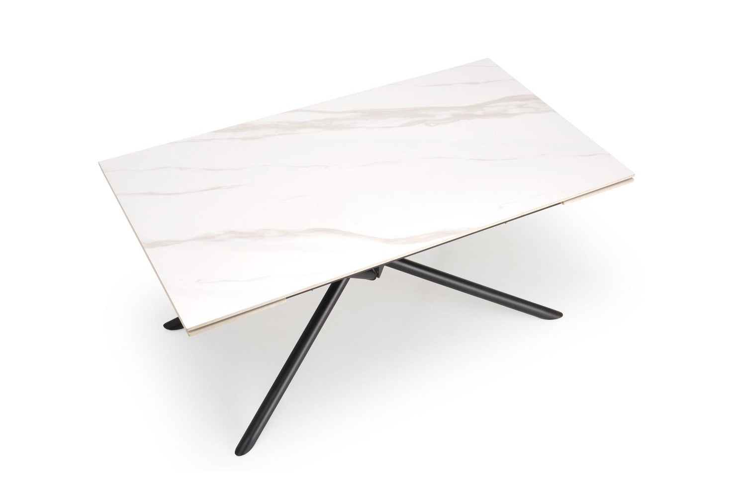 Galds Vitora 160/90/75 cm balts marmors/melns - N1 Home