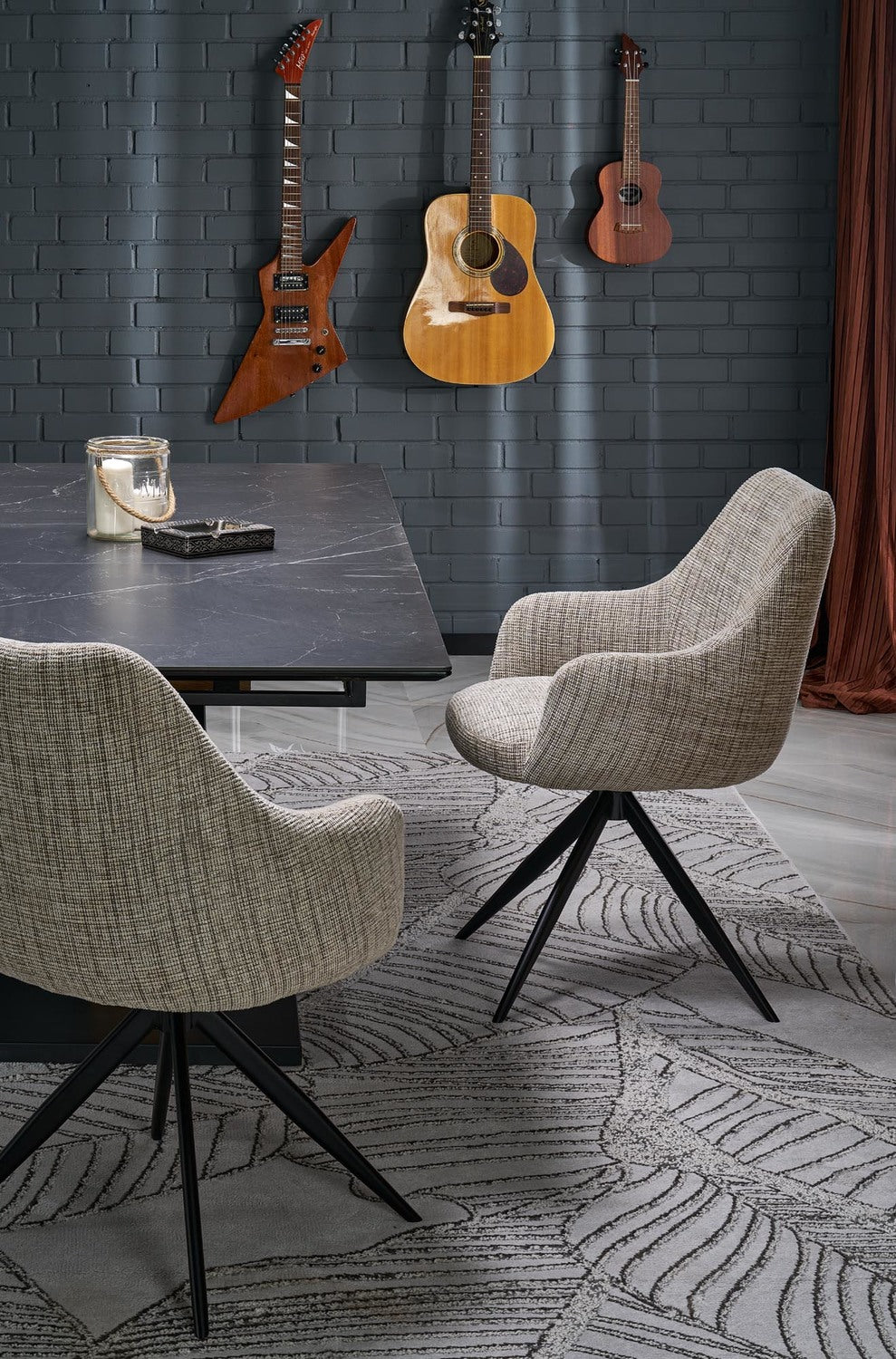 Galds Volans 160/90/67 cm melns marmors/ozols - N1 Home