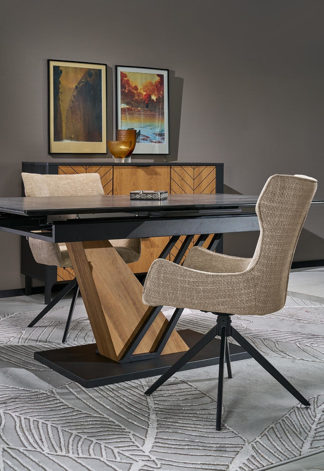 Galds Volans 160/90/67 cm melns marmors/ozols - N1 Home