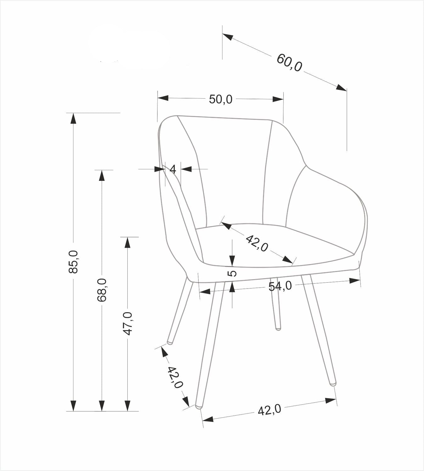 Krēsls Lotur 54/60/85/47 cm pelēks - N1 Home