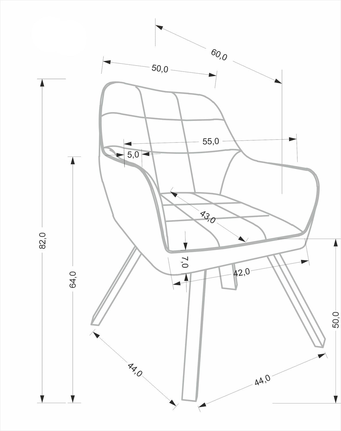 Krēsls Moniks 55/60/89/50 cm bēšs - N1 Home
