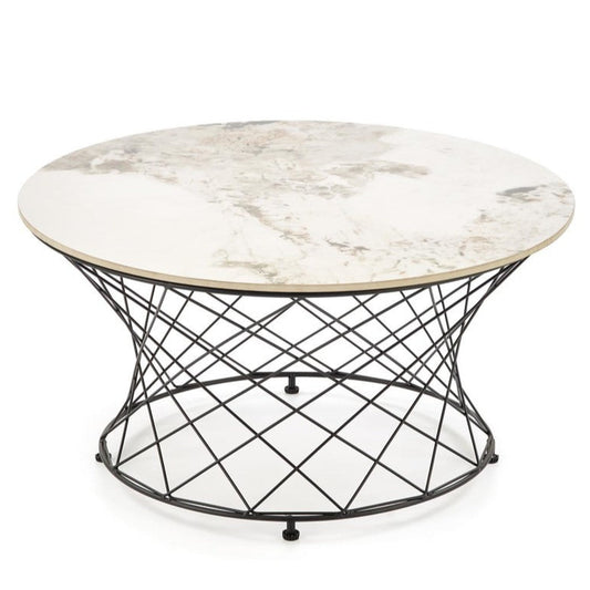 Kafijas galds 80/42 cm bēšs marmors/melns - N1 Home