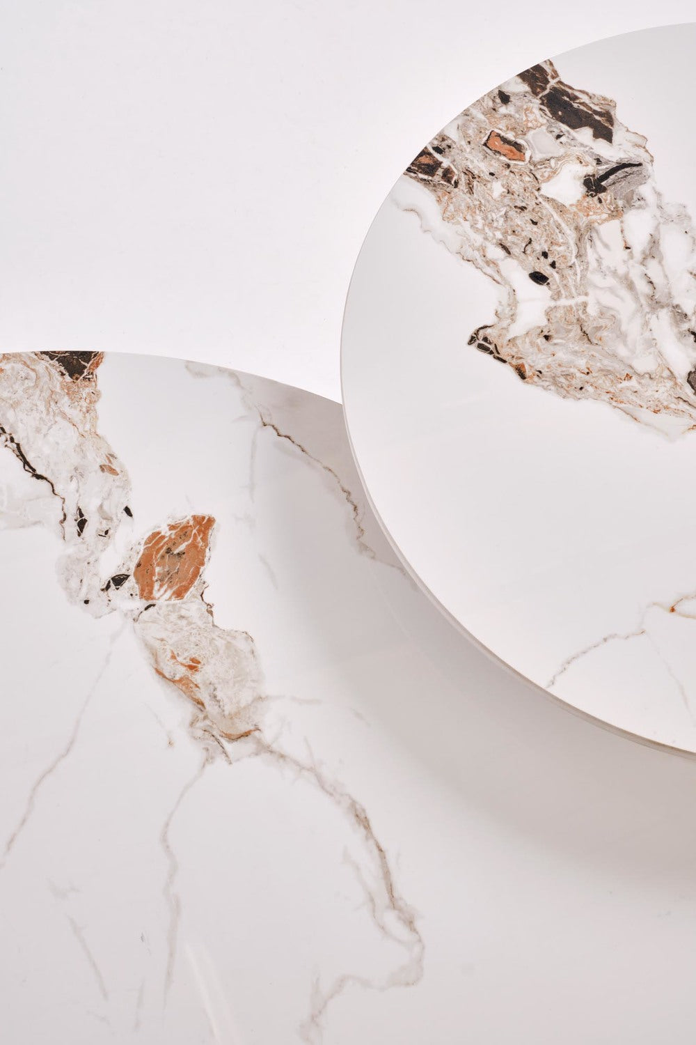 Kafijas galds Karin 50/51;  80/46 cm valrieksts/bēšs marmors - N1 Home