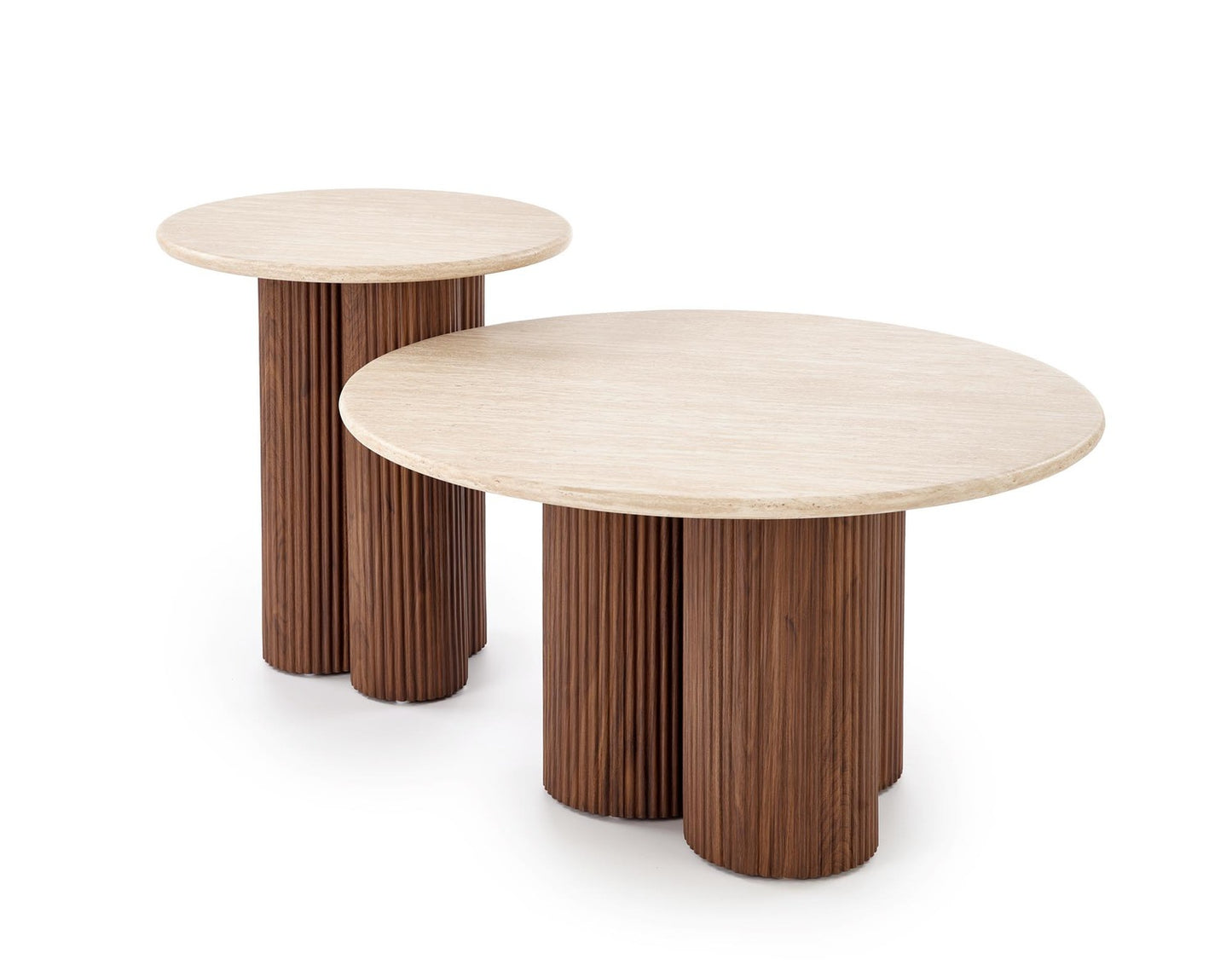 Kafijas galds Dori 50/56; 80/46 cm valrieksts/ travertīns - N1 Home