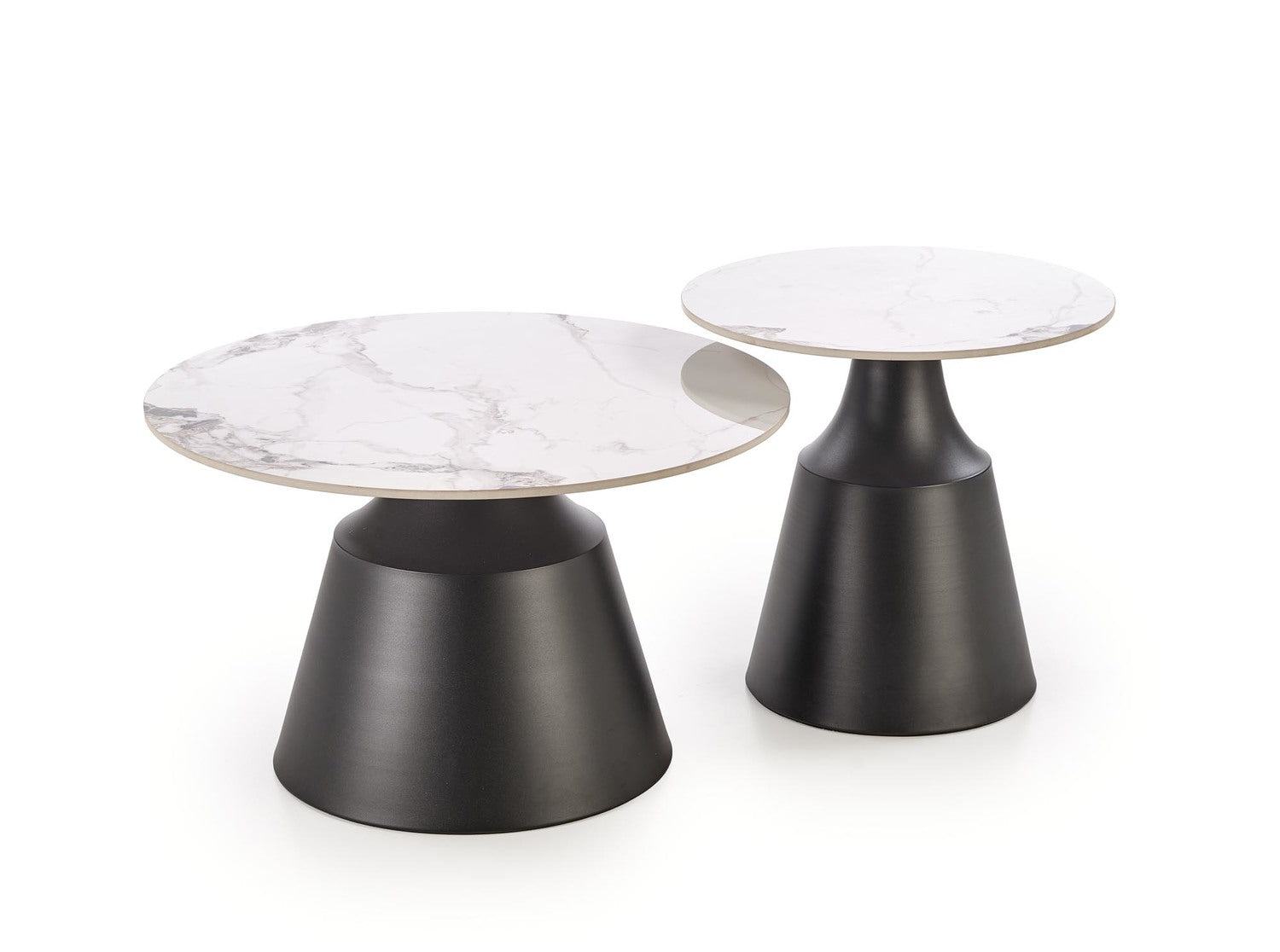 Kafijas galds(2) Magis 70/43 un 50/48 cm balts marmors/melns - N1 Home