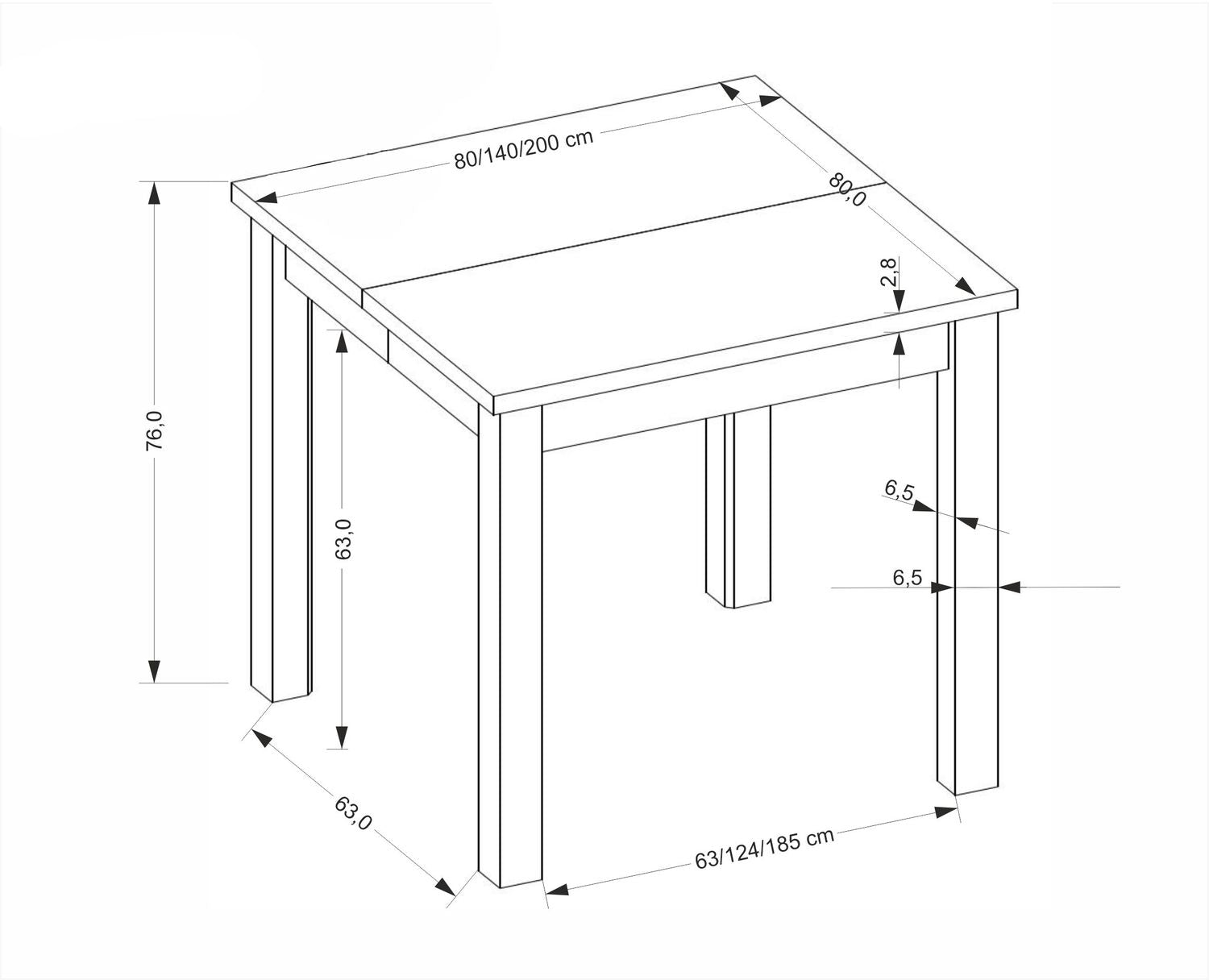 Galds Kubi 80/80/76 cm amatniecisks ozols/melns - N1 Home