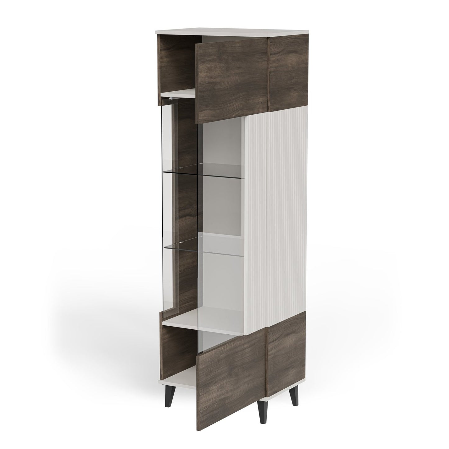 Vitrīnas skapis Berlin 60/40/182 cm kašmirs /valrieksts - N1 Home