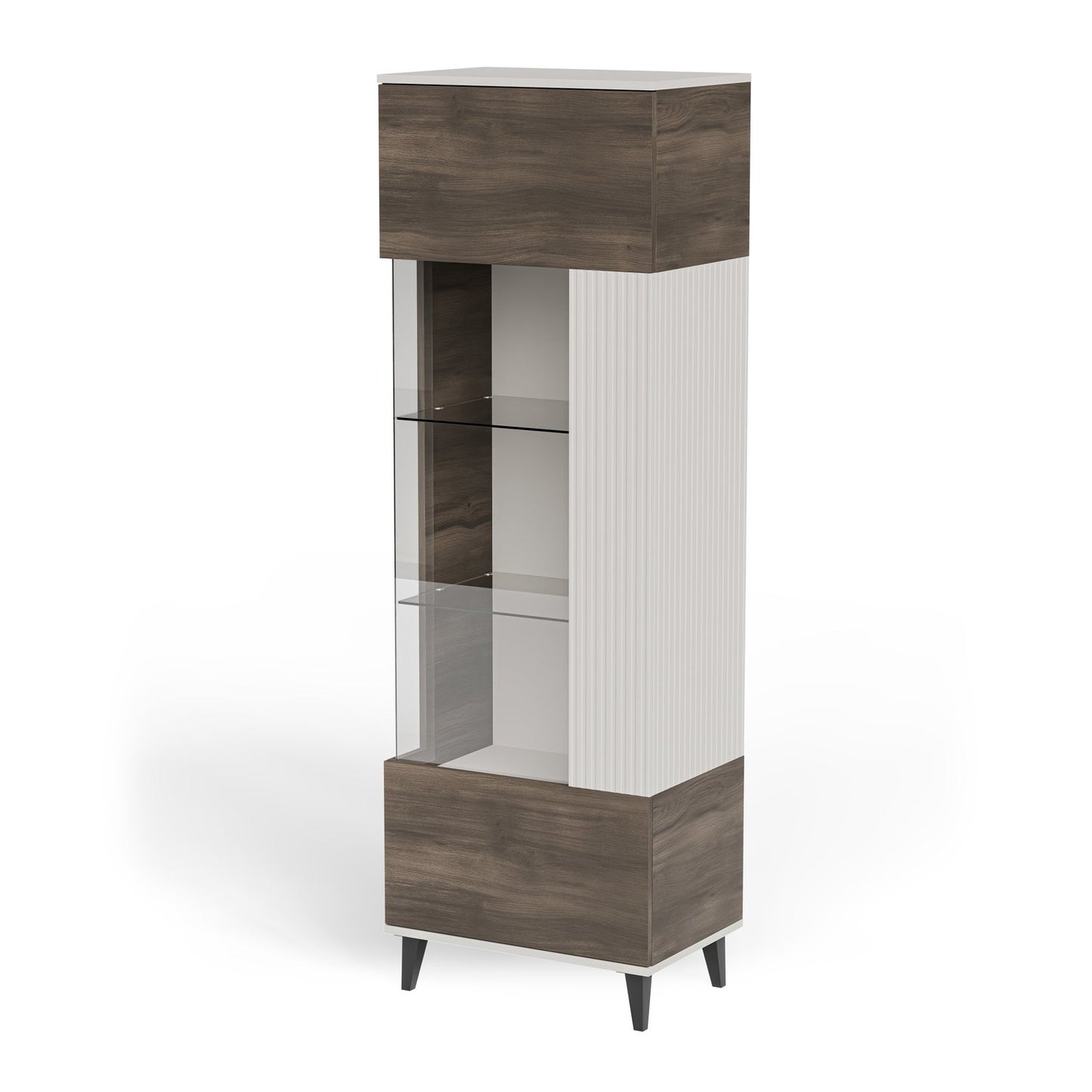 Vitrīnas skapis Berlin 60/40/182 cm kašmirs /valrieksts - N1 Home