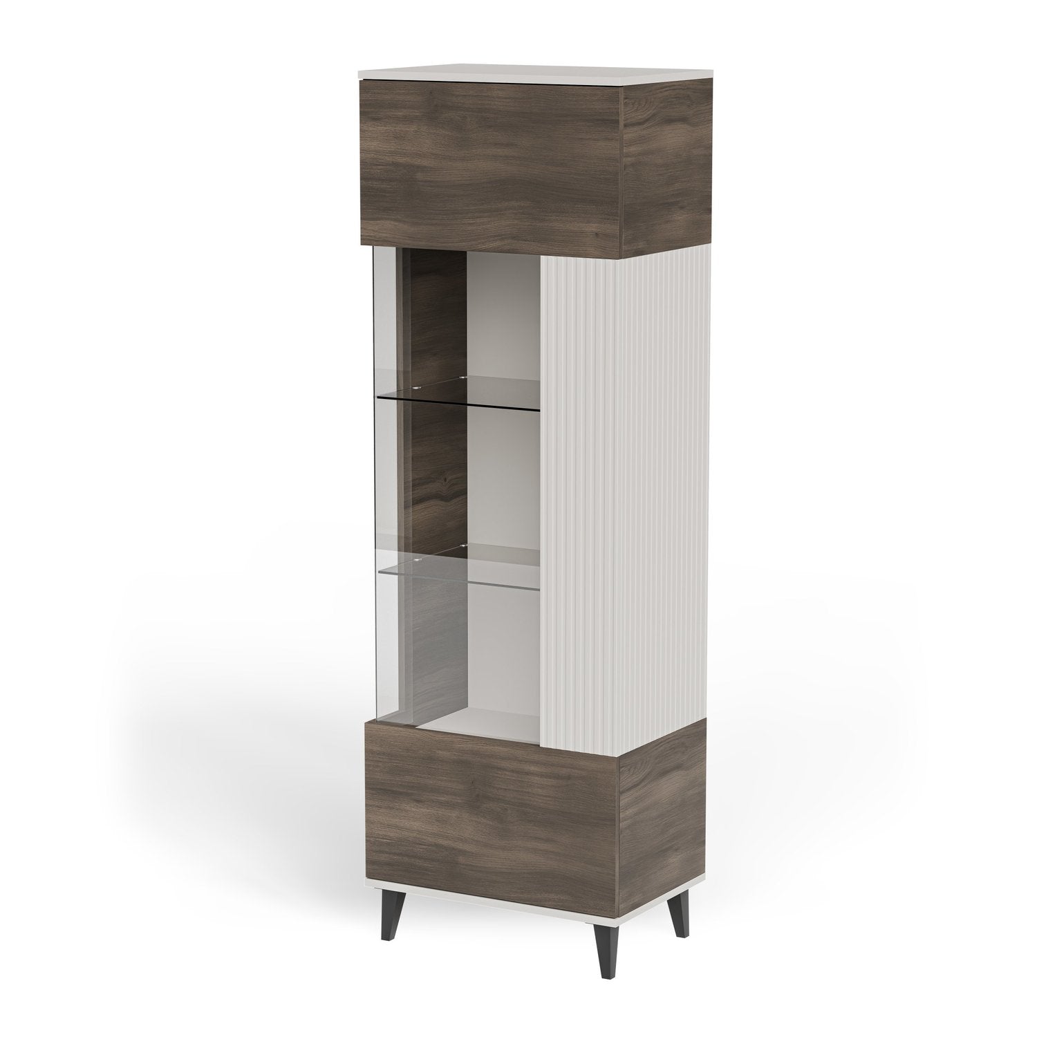 Vitrīnas skapis Berlin 60/40/182 cm kašmirs /valrieksts - N1 Home