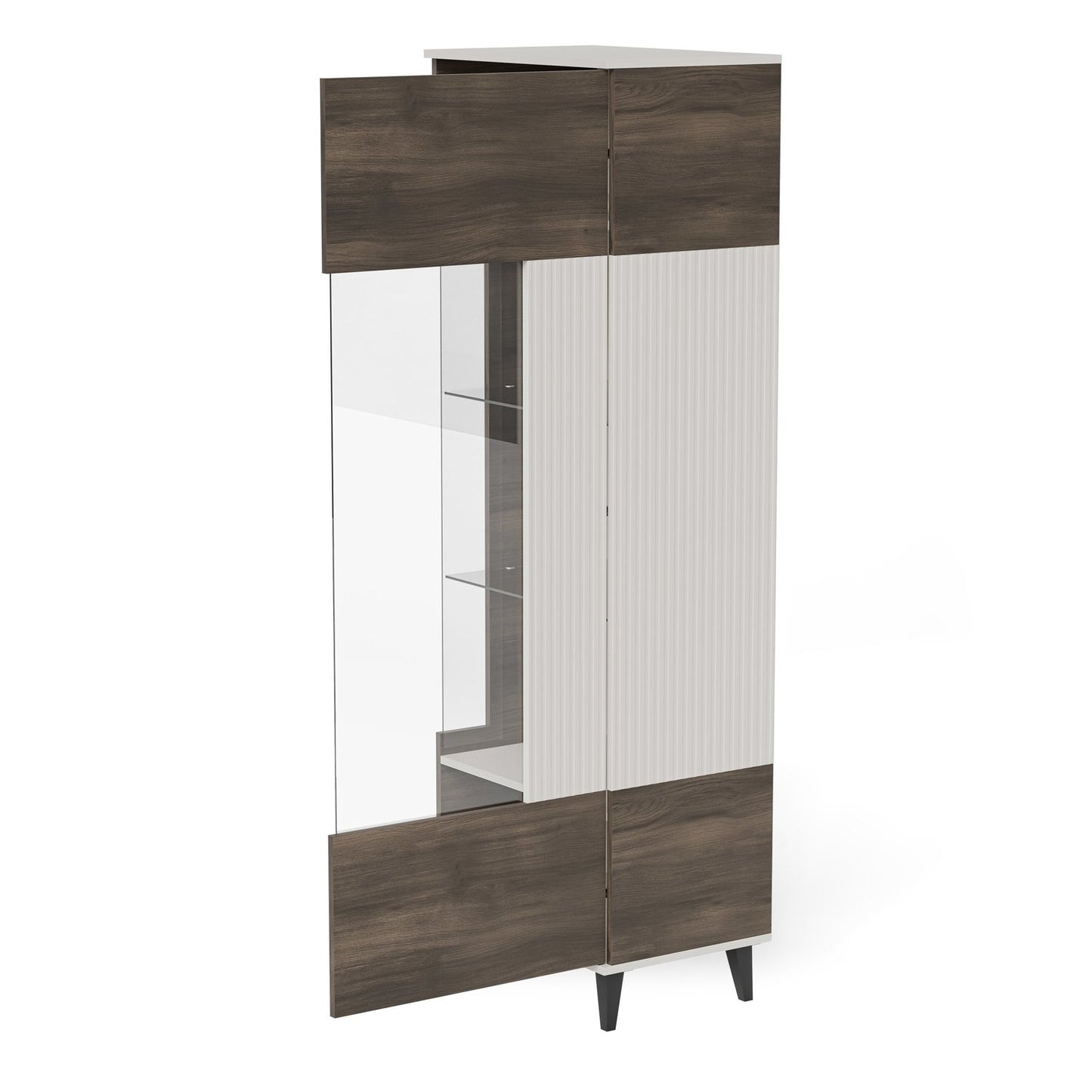 Vitrīnas skapis Berlin 60/40/182 cm kašmirs /valrieksts - N1 Home