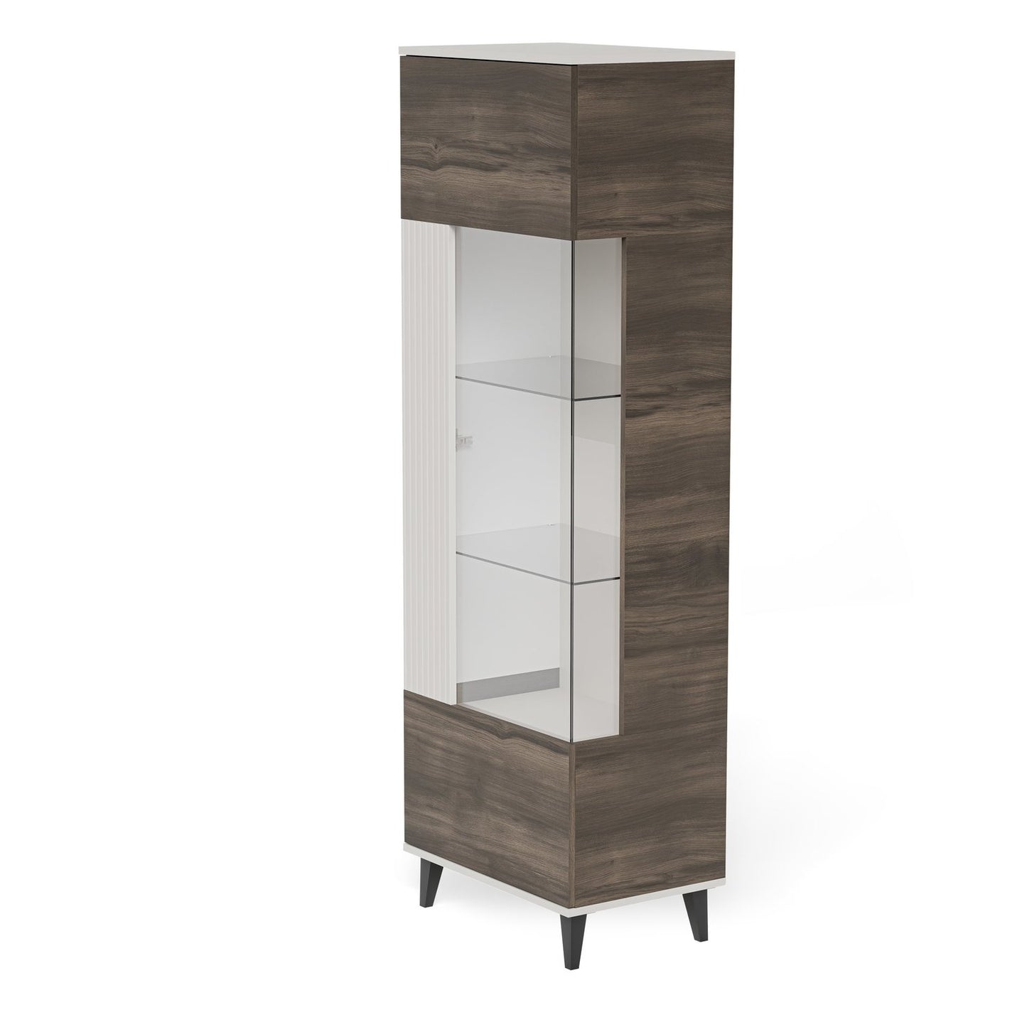 Vitrīnas skapis Berlin 60/40/182 cm kašmirs /valrieksts - N1 Home