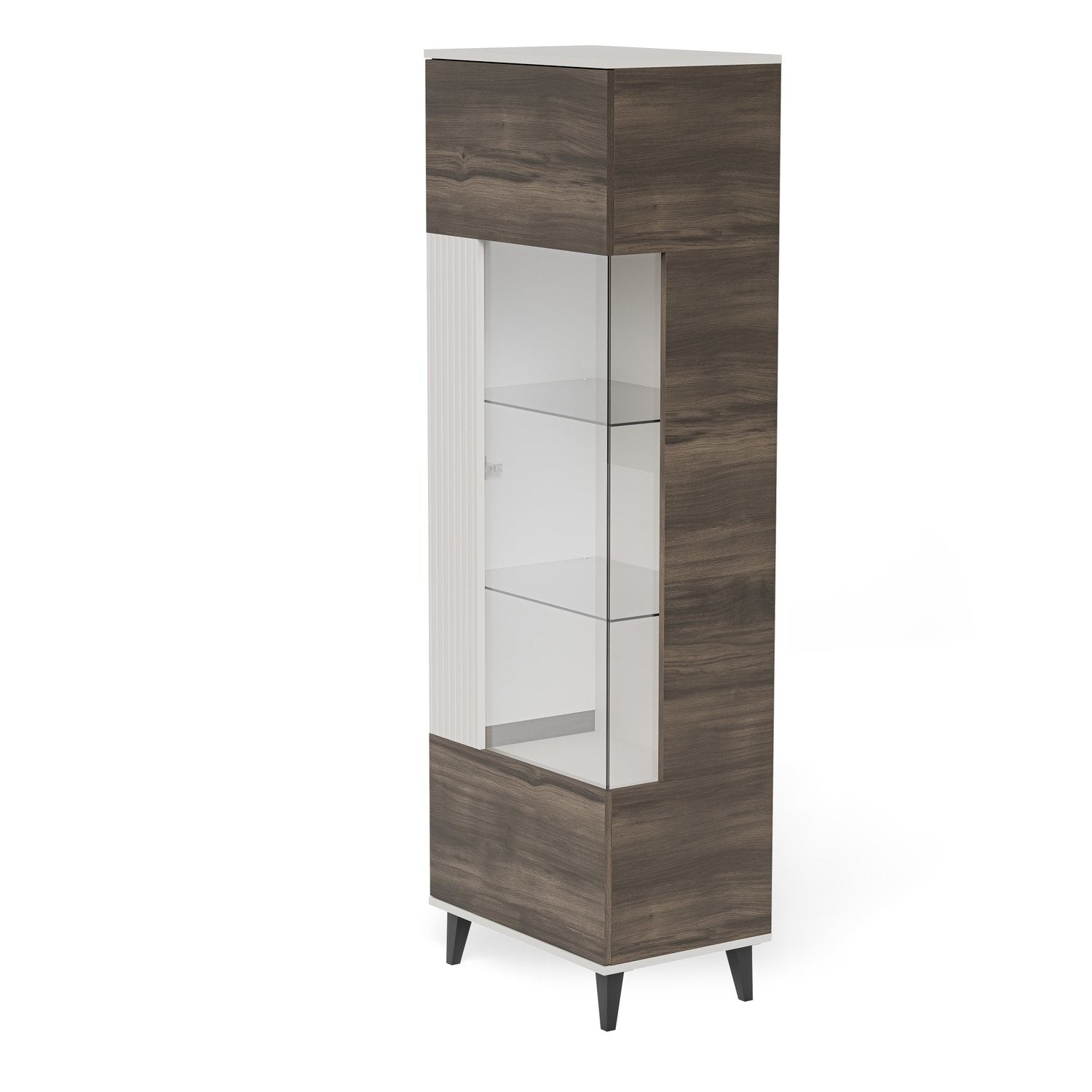Vitrīnas skapis Berlin 60/40/182 cm kašmirs /valrieksts - N1 Home