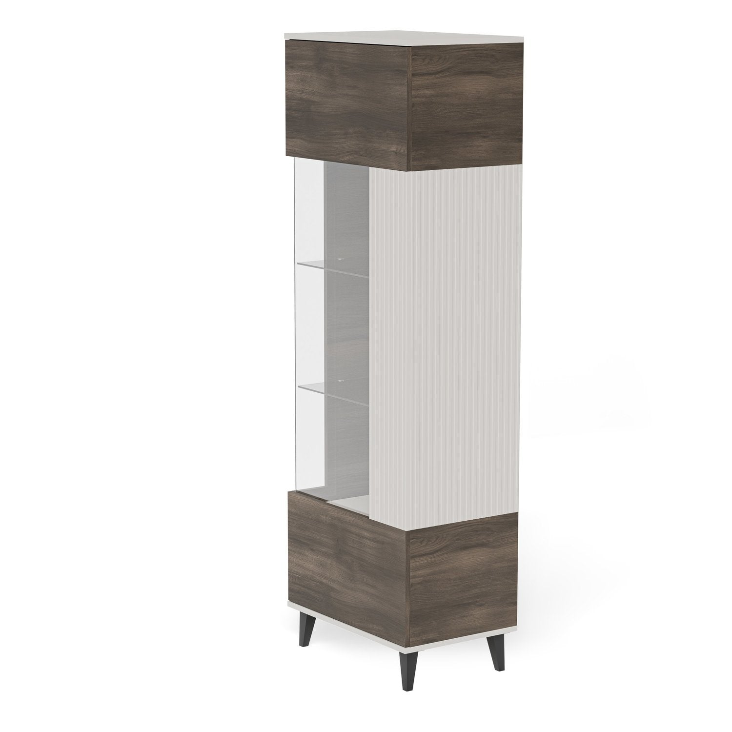 Vitrīnas skapis Berlin 60/40/182 cm kašmirs /valrieksts - N1 Home
