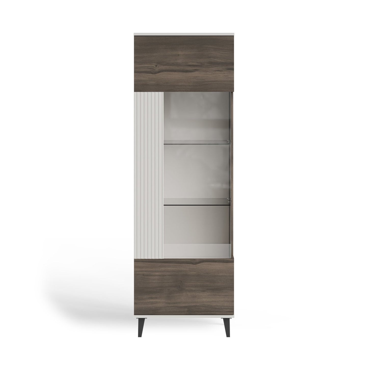 Vitrīnas skapis Berlin 60/40/182 cm kašmirs /valrieksts - N1 Home