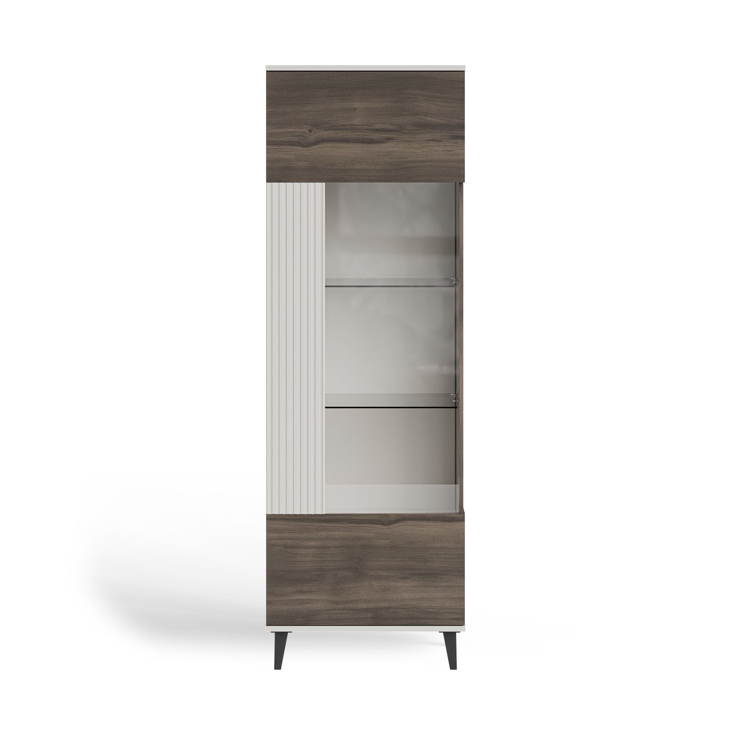 Vitrīnas skapis Berlin 60/40/182 cm kašmirs /valrieksts - N1 Home