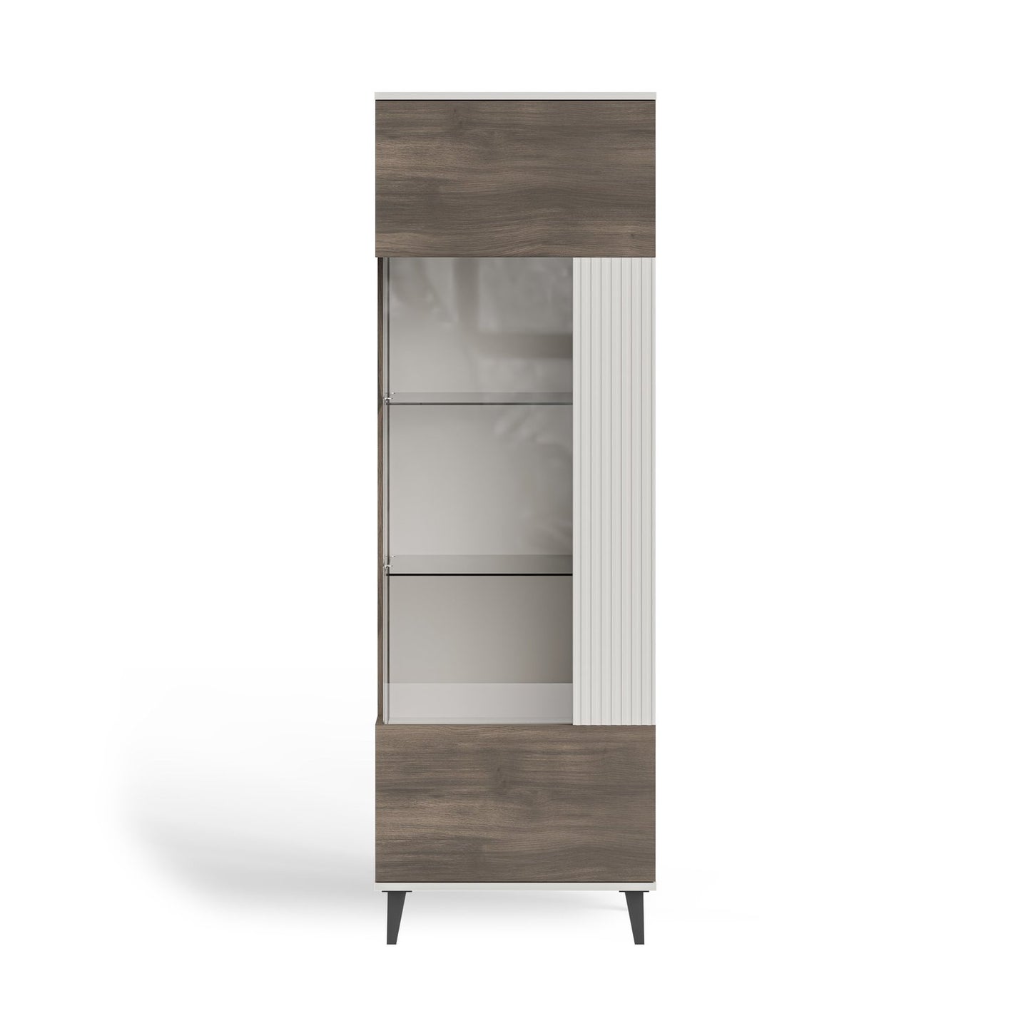 Vitrīnas skapis Berlin 60/40/182 cm kašmirs /valrieksts - N1 Home