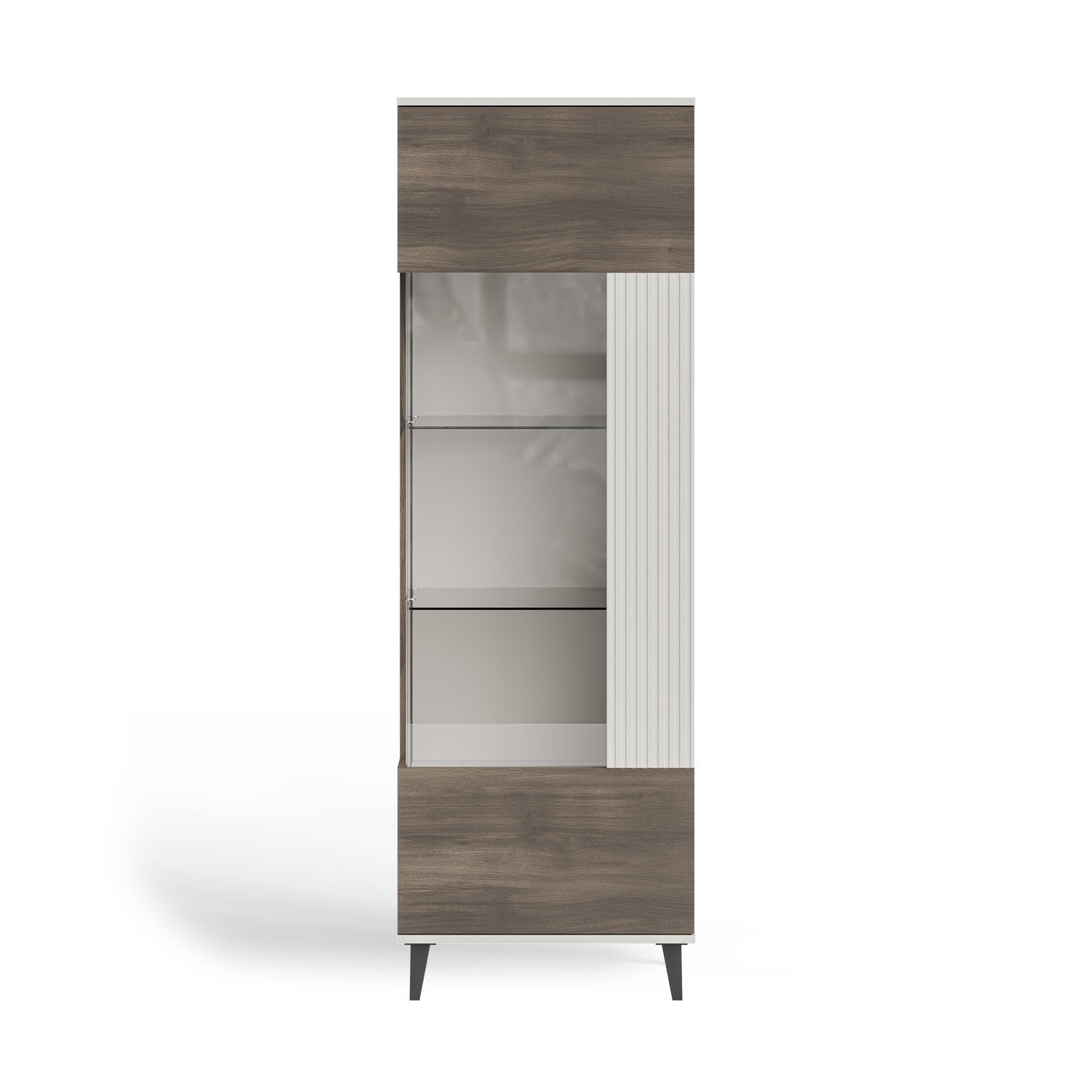 Vitrīnas skapis Berlin 60/40/182 cm kašmirs /valrieksts - N1 Home