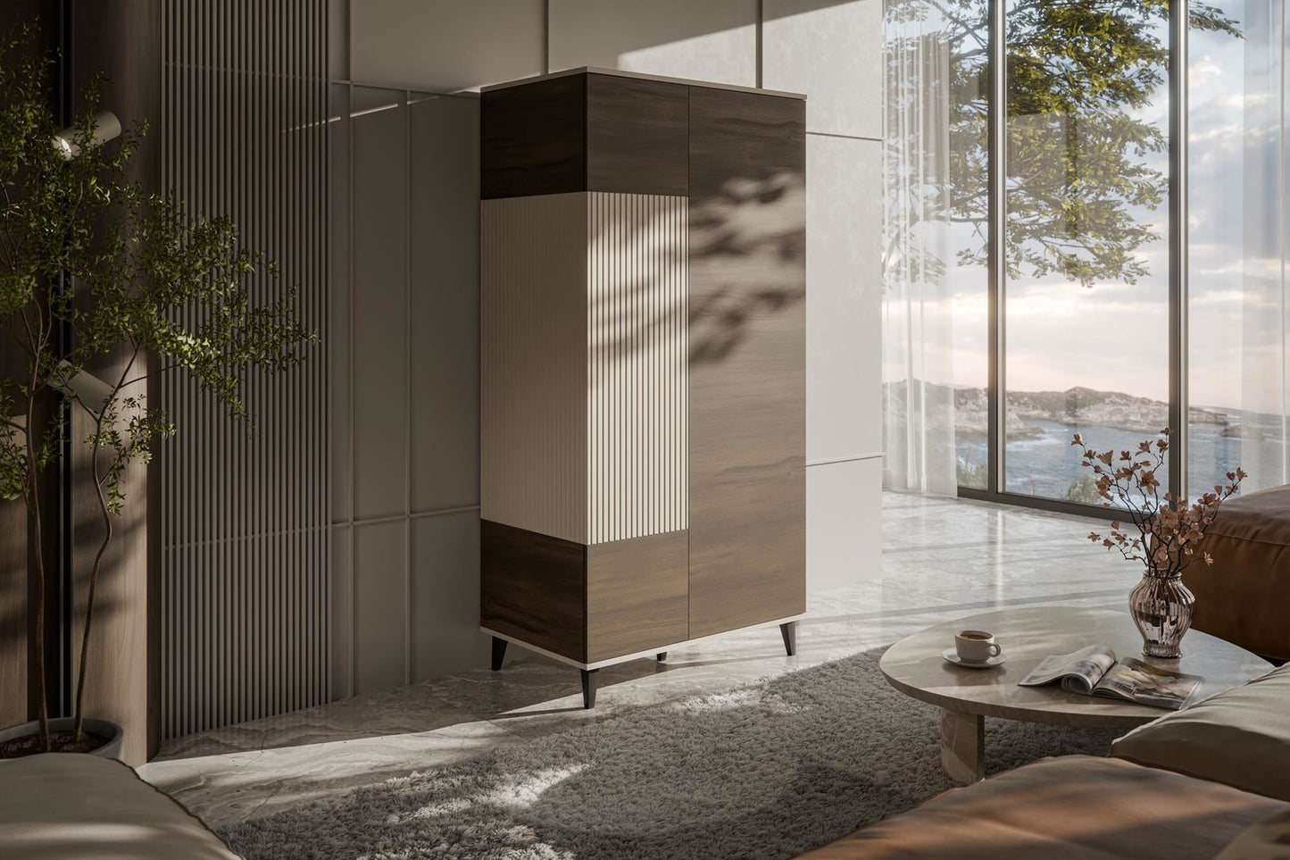 Skapis Berlin 90/55/182 cm kašmirs/valrieksts