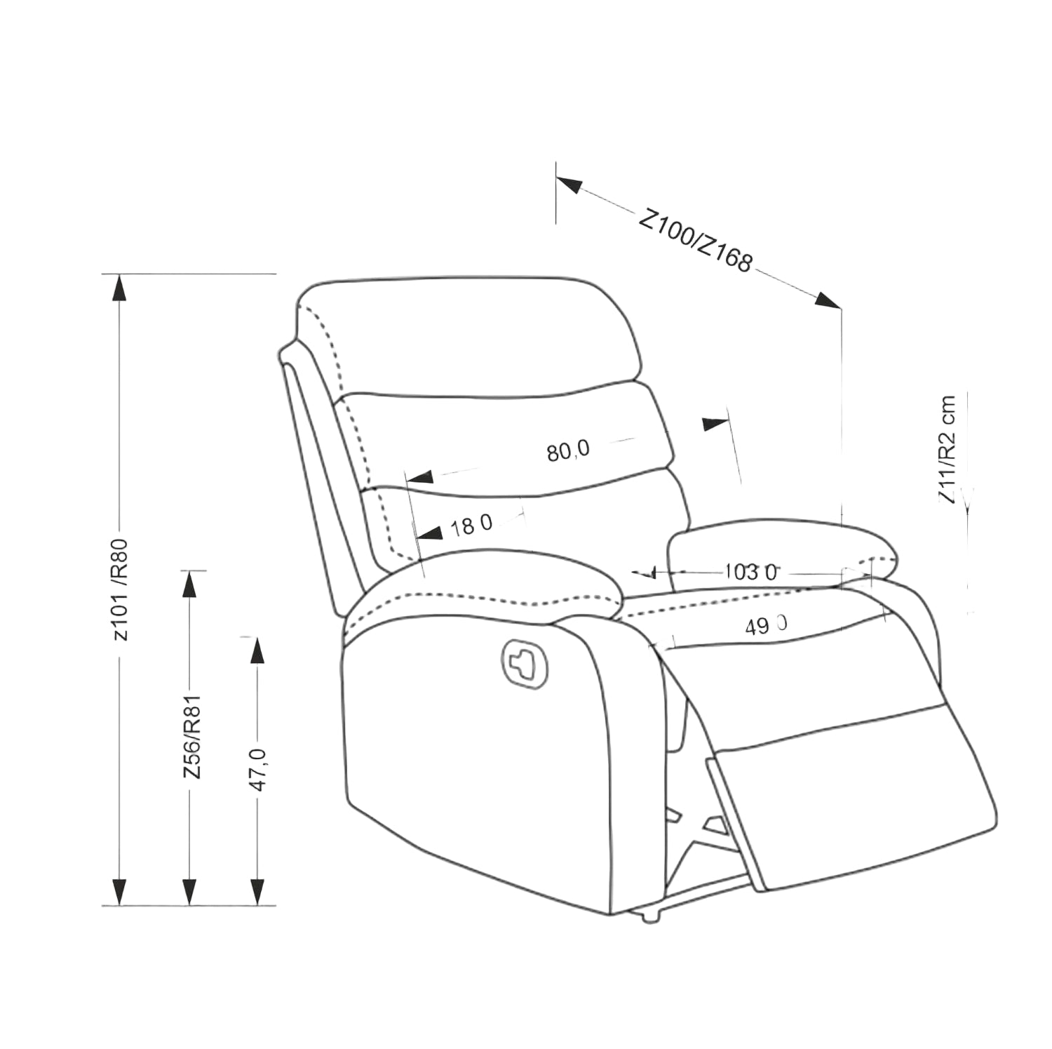 Krēsls Pera 80/100–168/101–80/47 cm pelēks - N1 Home