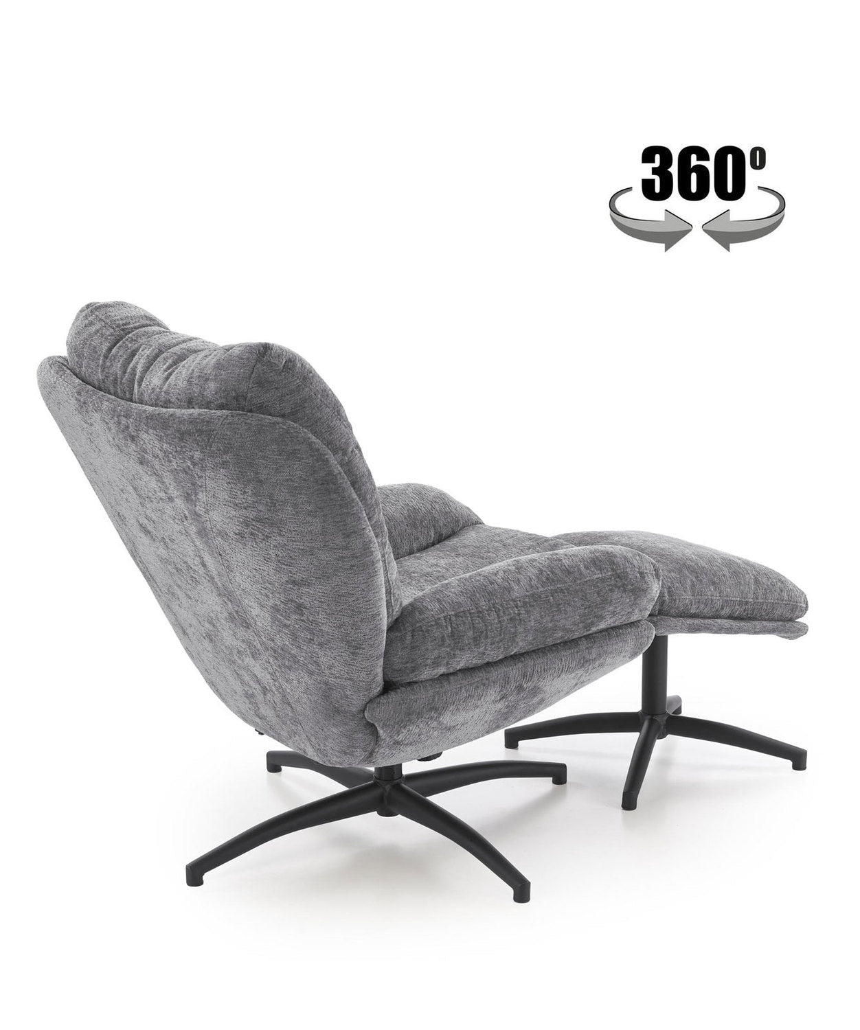 Krēsls ar kāju balstu Peso 76/92/96/48 cm pelēks - N1 Home