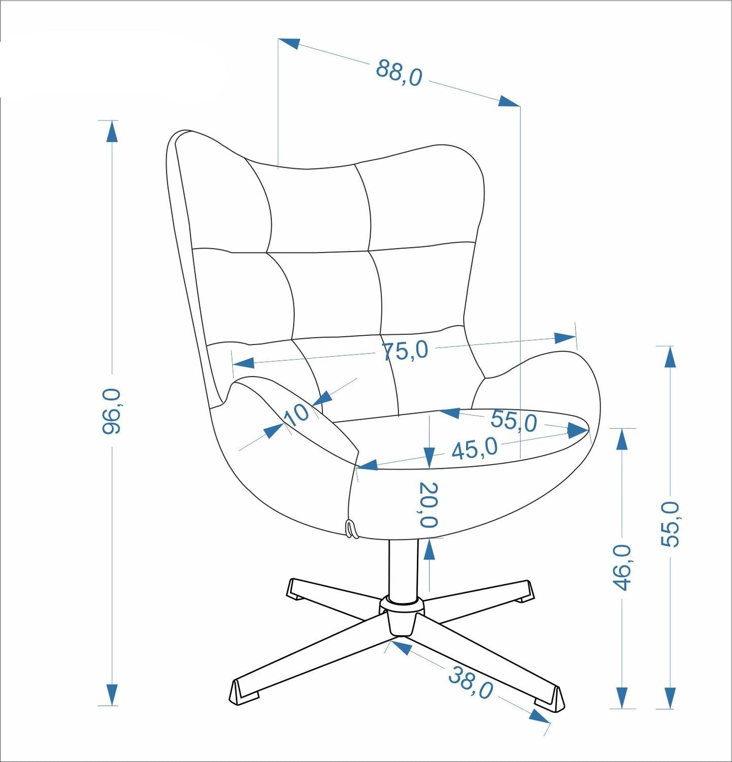Krēsls Jaks 75/88/96/46 cm Amicasa 02