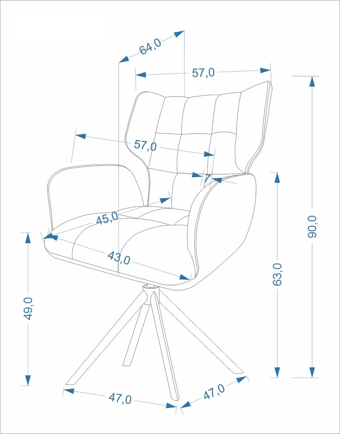Krēsls Lolo 57/64/90/49 cm Vinci 26
