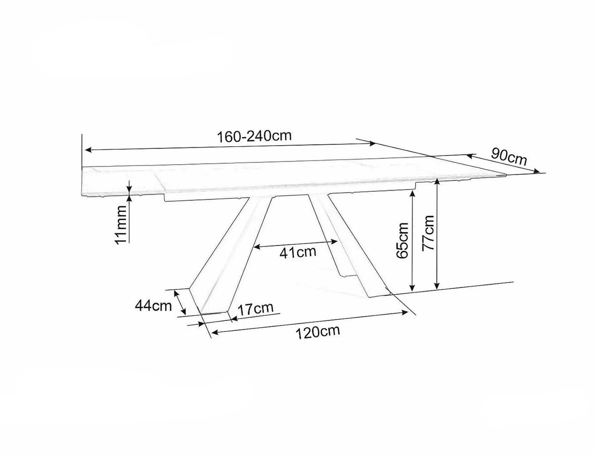 Galds Vikto  77/90/160 - 240 cm tirkīza/matēta melna - N1 Home