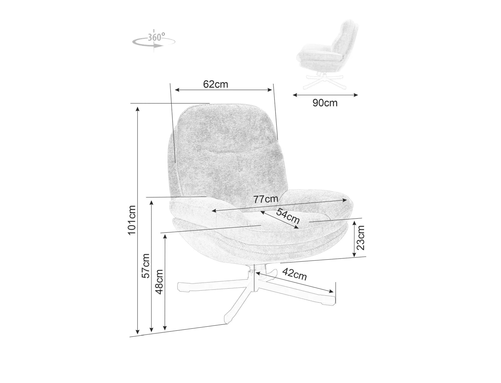 Krēsls Fano 101/62/48 cm pelēks - N1 Home