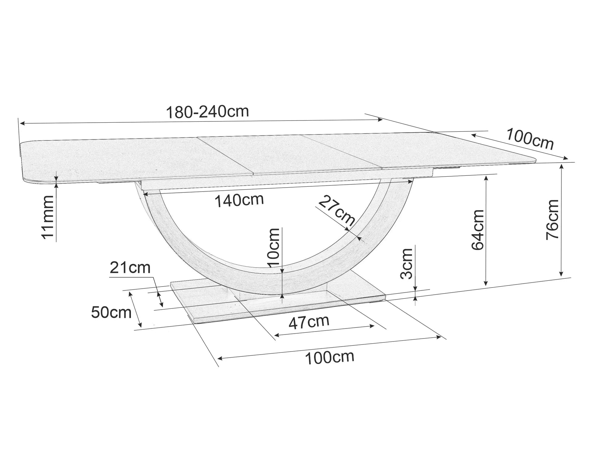 Galds Wils 76/100/180 - 240 cm matēts brūns / antīks brūns - N1 Home