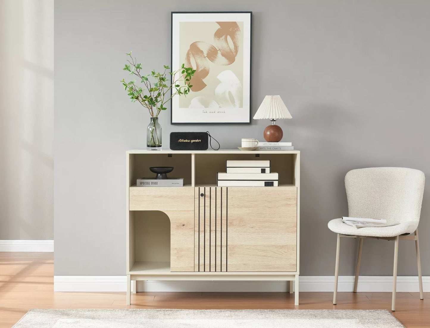 Kumode Frosi A 40/100/90 cm ozols/netīri balta - N1 Home