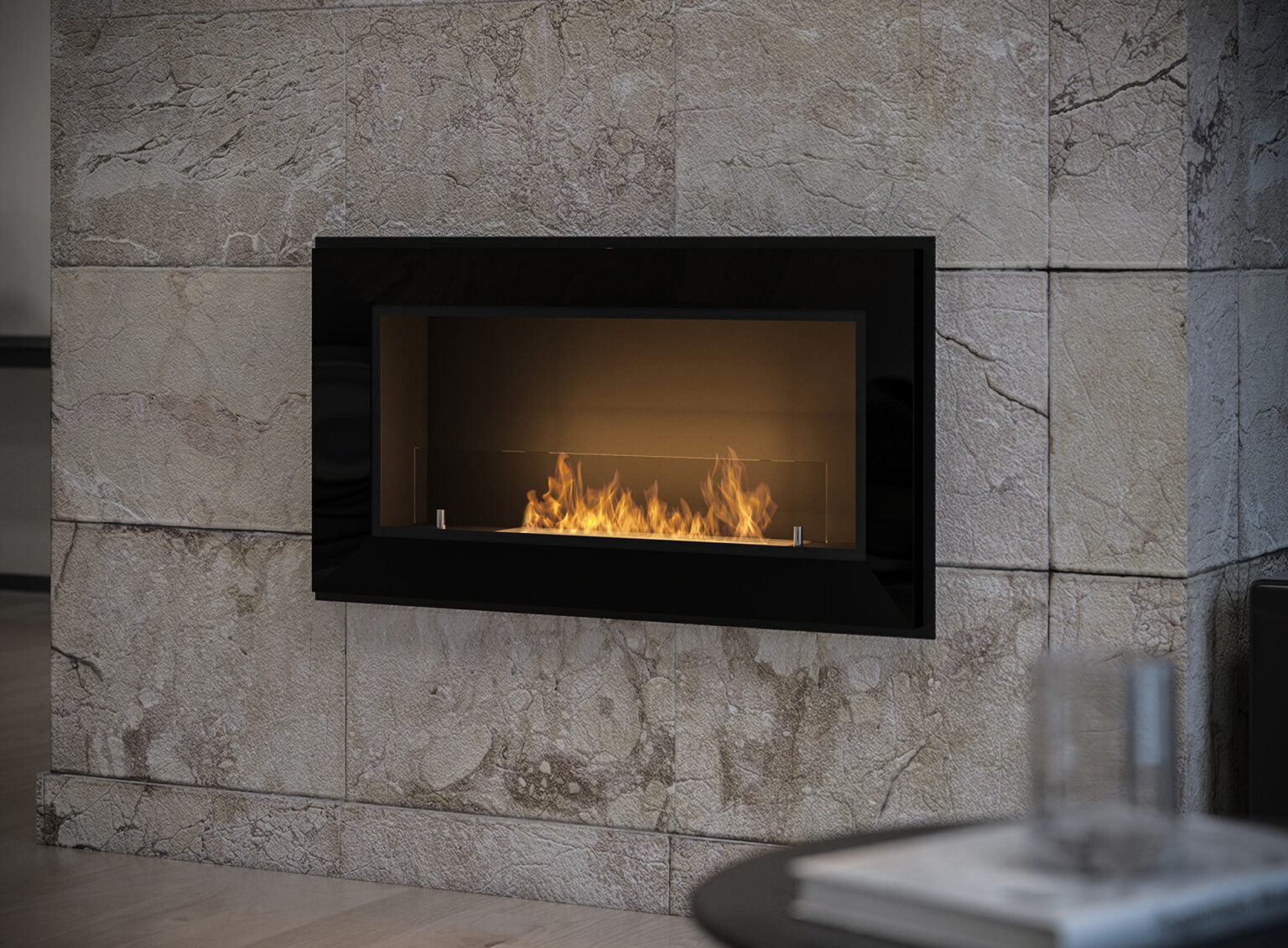 Biokamīns Frams 900 90/49/18 cm melns - N1 Home